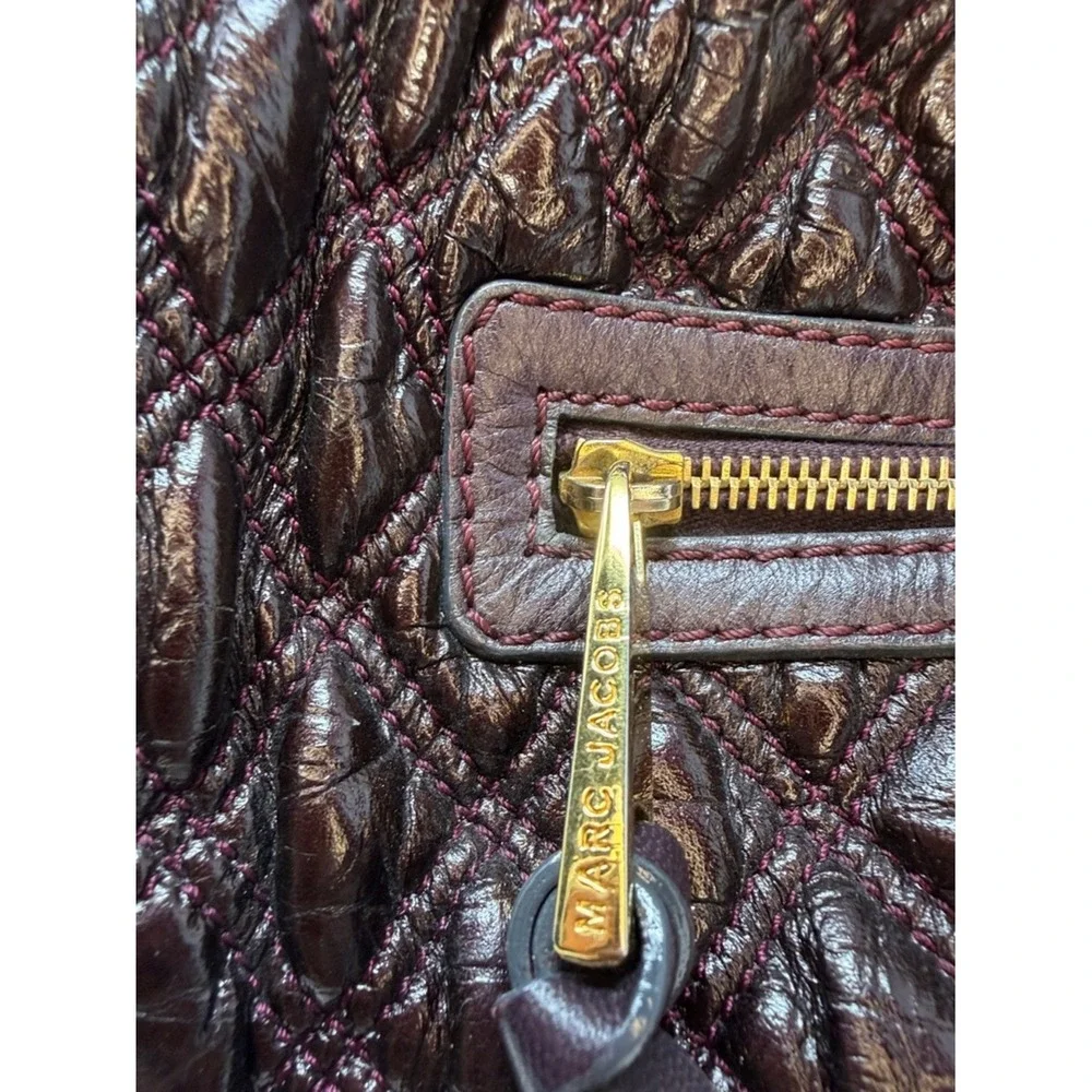 Marc Jacobs Quilted Leather Stam Bag Deep Plum Maroon Contrast Stitch Fall 2007